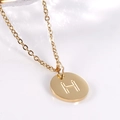 Minimalist 18K gold plated stainless steel necklace featuring a round letter H pendant - Letter H / Necklace With Chain