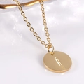 Minimalist 18K gold stainless steel necklace with circular pendant featuring letter I - Letter I / Necklace With Chain