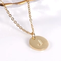 Minimalist 18K gold plated stainless steel necklace with letter J coin pendant - Letter J / Necklace With Chain