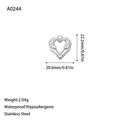 Silver textured hollow heart pendant in stainless steel measuring 22.2mm by 20.6mm - Pleated Hammered Style(A0244) / Steel