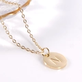 Minimalist 18K gold stainless steel necklace with round brushed pendant letter N - Letter N / Necklace With Chain