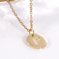 Minimalist 18K gold plated stainless steel necklace featuring a round pendant with letter P - Letter P / Necklace With Chain