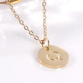 Minimalist 18K gold plated stainless steel necklace with letter Q round pendant - Letter Q / Necklace With Chain