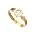 Elegant gold titanium steel clover bangle with white shell inlay and sparkling crystals - Gold White Clover