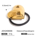 Golden heart-shaped stainless steel hair tie with镂空 cutout design and high elastic band - Heart-Shaped Hollow Design Style (JDH2408008)