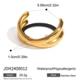 U-shaped gold stainless steel metal buckle with elastic black hair tie for women - Gold Double Ring Intertwined Style (JDH2408012)