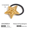 Star-shaped golden stainless steel hair tie with black elastic band for women - 3D Pentagram Shaping Style (JDH2408014)