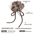 Brown plaid scrunchie with long ribbon and hypoallergenic stainless steel accent - Brown Checkered Ribbon Style (JDH0208010-BR)