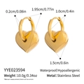 Detalles técnicos de pendientes de corazón en acero dorado resistente al agua - Dorado