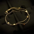Double-layered snake chain bracelet with gold cubes and adjustable lobster clasp closure - Double Square Style (E53) / Bracelet / Gold