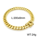 Classic 8mm golden Cuban link chain bracelet for men in high-polish stainless steel - Width 8mm Length 20cm / Gold Smooth Beads Bracelet