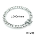 Classic 8mm silver cuban link bracelet in stainless steel, 200mm length with secure clasp - Width 8mm Length 20cm / Steel Color Polished Bracelet