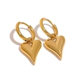 Élégantes boucles d'oreilles créoles dorées avec pendentifs cœurs 3D polis - Créoles Pendentif Cœur (QYG253)