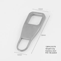Detalle macro del tirador de cremallera de acero inoxidable con sus dimensiones - Estilo Trapecio Estrecho Acero (36mm)