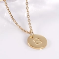 Minimalist 18K gold stainless steel necklace with engraved letter S round pendant - Letter S / Necklace With Chain