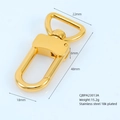 Detailed view of 18K gold plated stainless steel lobster clasp with dimension markings - Gold 48mm x 22mm(U-shape)