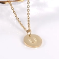 Minimalist 18K gold plated stainless steel necklace featuring a letter U round pendant - Letter U / Necklace With Chain