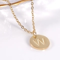 Minimalist 18K gold-plated stainless steel necklace with engraved letter W pendant - Letter W / Necklace With Chain