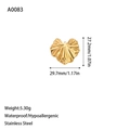 Golden heart pendant with wave texture made of stainless steel for jewelry making - Wrinkled Leaf Heart Style (A0083) / Gold