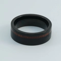 Polished black tungsten steel ring for men featuring natural brown wood inlay - US 7