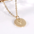 Minimalist 18K gold plated stainless steel necklace featuring a round pendant with letter Y - Letter Y / Necklace With Chain