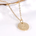 Minimalist 18K gold stainless steel necklace with round brushed letter Z pendant - Letter Z / Necklace With Chain