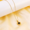 Collana in acciaio inossidabile placcata oro 18 carati con marmo nero e motivo a chiave greca - Turchese Nero Sintetico
