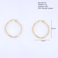 Detailed size specifications of 18K gold-plated irregular stainless steel hoop earrings - Oval Design / 48mm x 35mm / Gold