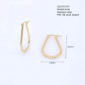 Detailed view of polished gold teardrop earrings with dimensions 35mm by 23mm - U-Shape Style / 35mm x 23mm / Gold