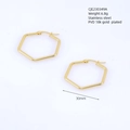 Detail of 30mm hexagonal gold earrings in PVD 18k gold plated stainless steel - Polygonal Style / 30mm x 30mm / Gold