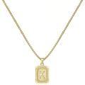 Collana da uomo con ciondolo quadrato a doppia faccia lettera K in oro 18 carati - Stile K (Con catena a box) / Oro