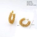 Detail of 18k gold plated stainless steel spiral earrings with 33mm diameter size - Dense Wire Wrapped Gold Style (403)