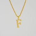 Detail of 18K gold-plated stainless steel letter F pendant with tree bark texture - Letter F (Pendant Only) / Steel