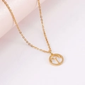 18K gold plated stainless steel Aries zodiac sign necklace with round hollow pendant - Aries (With Chain)
