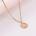18K gold plated stainless steel Taurus zodiac necklace with hollow circular pendant - Taurus (With Chain)
