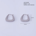 Pendientes de aro geométricos en forma de U de acero inoxidable plateado cepillado - Plateado (U Sólida)