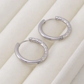 Silver geometric hoop earrings with unique hammered texture and polished finish for women - Large / Steel