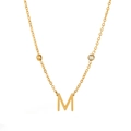 Gold-plated 18K stainless steel necklace featuring a crystal-studded letter M pendant - Letter M / Gold