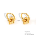 Detailed technical shot showing 16mm gold star earrings with 13mm hoop and 6.8g weight - Custom Size 3D Star / Gold
