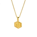 Collana classica in acciaio inossidabile placcata oro 18k con ciondolo esagonale lettera B - Stile Lettera B (Con Catena)