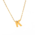 Collana in acciaio inossidabile placcato oro 18K con un audace ciondolo iniziale K in 3D - Lettera K / un solo ciondolo, senza catena