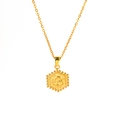Collana in acciaio inossidabile placcata oro 18k con ciondolo esagonale lettera G - Stile Lettera G (Con Catena)