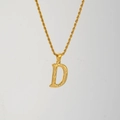 Gold plated titanium steel necklace with letter D pendant and twist chain - Letter D (With Rope Chain) / Gold