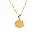 Collana classica in acciaio placcato oro 18k con ciondolo esagonale e la lettera I - Stile Lettera I (Con Catena)