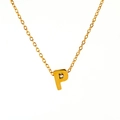 Collana minimalista in acciaio inossidabile placcato oro 18K con ciondolo a lettera P - Lettera P / un solo ciondolo, senza catena