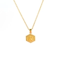 Collana in acciaio inossidabile placcato oro 18k con pendente esagonale e lettera K - Stile Lettera K (Con Catena)