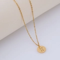 Elegant gold Gemini zodiac necklace with circular hollow pendant and slim link chain - Gemini (With Chain) / Gold