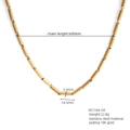 Detail view showing 600mm stainless steel 18K gold plated bamboo link chain necklace - Smooth Bamboo Style (544-04) / Steel