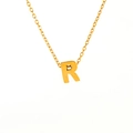Collana minimalista in acciaio inossidabile placcato oro 18K con pendente lettera R - Lettera R / un solo ciondolo, senza catena