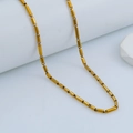 Close-up of minimalist 18K gold plated bamboo link chain with polished cylinders - Smooth Short Bamboo Style (544-05)